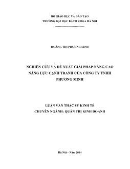 Luận văn Nghiên cứu và đề xuất giải pháp nâng cao năng lực cạnh tranh của công ty TNHH Phương Minh