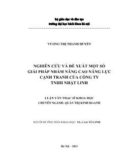 Luận văn Nghiên cứu và đề xuất một số giải pháp nhằm nâng cao năng lực cạnh tranh của công ty TNHH Nhật Linh