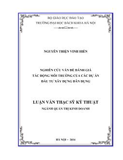 Luận văn Nghiên cứu vấn đề đánh giá tác động môi trường của các dự án đầu tư xây dựng dân dụng