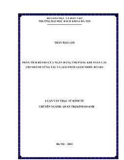 Luận văn Phân tích rủi ro của ngân hàng TMCP dầu khí toàn cầu chi nhánh Vũng tàu và giải pháp giảm thiểu rủi ro
