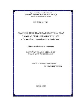 Luận văn Phân tích thực trạng và đề xuất giải pháp nâng cao chất lượng dịch vụ lặn của trường cao đẳng nghề dầu khí