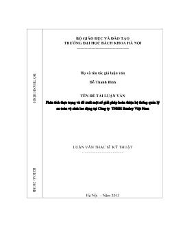 Luận văn Phân tích thực trạng và đề xuất một số giải pháp hoàn thiện hệ thống quản lý an toàn vệ sinh lao động tại công ty tnhh stanley Việt Nam