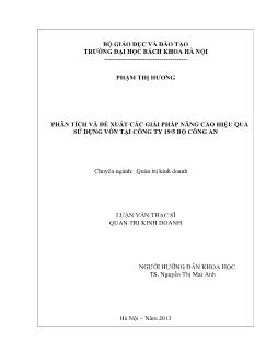 Luận văn Phân tích và đề xuất các giải pháp nâng cao hiệu quả sử dụng vốn tại công ty 19 / 5 bộ công an