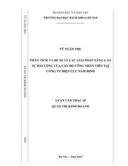 Luận văn Phân tích và đề xuất các giải pháp nâng cao sự hài lòng của cán bộ công nhân viên tại công ty điện lực Nam Định