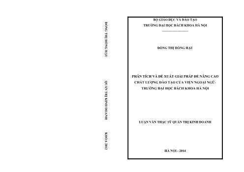 Luận văn Phân tích và đề xuất giải pháp để nâng cao chất lượng đào tạo của viện ngoại ngữ - Trường đại học bách khoa Hà Nội