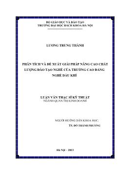 Luận văn Phân tích và đề xuất giải pháp nâng cao chất lượng đào tạo nghề của trường cao đẳng nghề dầu khí
