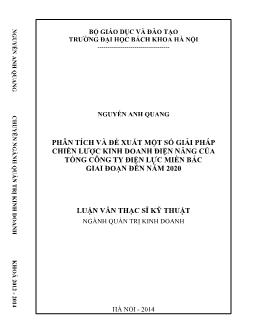 Luận văn Phân tích và đề xuất một số giải pháp chiến lược kinh doanh điện năng của tổng công ty điện lực miền bắc giai đoạn đến năm 2020