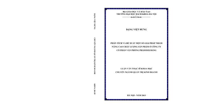 Luận văn Phân tích và đề xuất một số giải pháp nhằm nâng cao chất lượng sản phẩm ở công ty cổ phần văn phòng phẩm Bãi Bằng