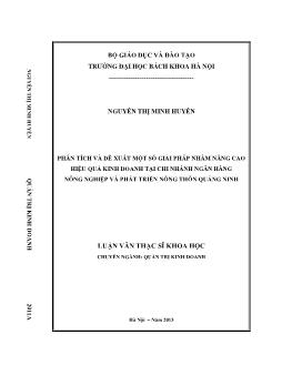 Luận văn Phân tích và đề xuất một số giải pháp nhằm nâng cao hiệu quả kinh doanh tại chi nhánh ngân hàng nông nghiệp và phát triển nông thôn Quảng Ninh