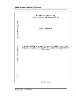 Luận văn Phân tích và ðề xuất một số giải pháp nhằm tăng cường hiệu quả huy ðộng vốn tại ngân hàng TMCP công thương Viêt Nam