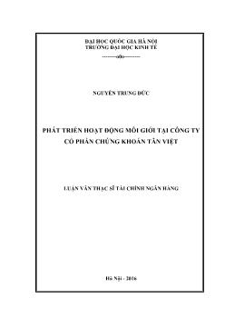 Luận văn Phát triển hoạt động môi giới tại công ty cổ phần chứng khoán Tân Việt
