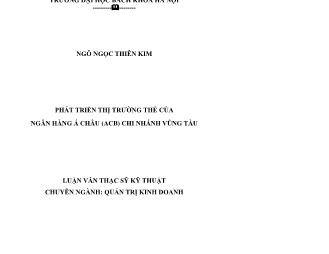 Luận văn Phát triển thị trường thẻ của ngân hàng Á châu (acb) chi nhánh Vũng Tàu