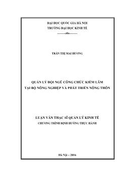 Luận văn Quản lý đội ngũ công chức kiểm lâm tại bộ nông nghiệp và phát triển nông thôn