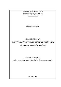 Luận văn Quản lý dự án tại tổng công ty đầu tư phát triển nhà và đô thị bộ quốc phòng