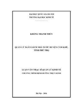 Luận văn Quản lý ngân sách nhà nƣớc huyện Cẩm khê, tỉnh Phú Thọ