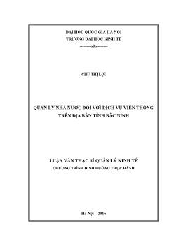 Luận văn Quản lý nhà nước đối với dịch vụ viễn thông trên địa bàn tỉnh Bắc Ninh