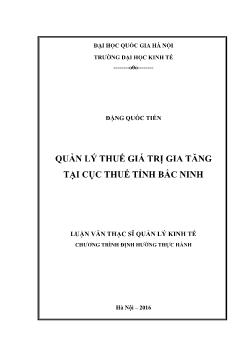 Luận văn Quản lý thuế giá trị gia tăng tại cục thuế tỉnh Bắc Ninh