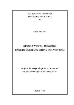 Luận văn Quản lý vận tải hàng hóa bằng đường hàng không của Việt Nam