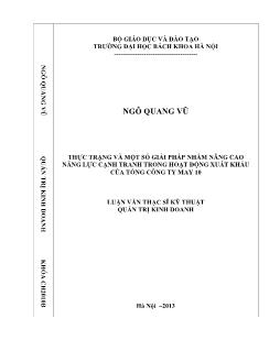 Luận văn Thực trạng và một số giải pháp nhằm nâng cao năng lực cạnh tranh trong hoạt động xuất khẩu của tổng công ty may 10