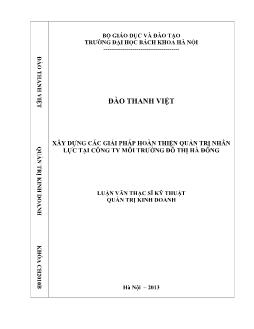 Luận văn Xây dựng các giải pháp hoàn thiện quản trị nhân lực tại công ty môi trường đô thị Hà Đông