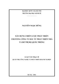 Luận văn Xây dựng chiến lược phát triển chotổng công ty đầu tư phát triển nhà và đô thị bộ quốc phòng