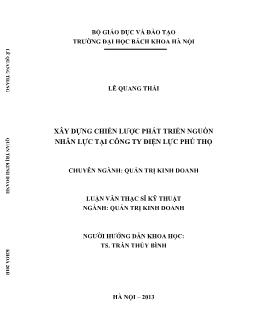 Luận văn Xây dựng chiến lược phát triển nguồn nhân lực tại công ty điện lực Phú Thọ