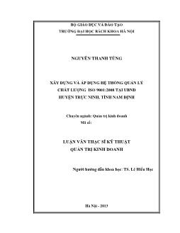 Luận văn Xây dựng và áp dụng hệ thống quản lý chất lượng iso 9001 : 2008 tại UBND huyện Trực ninh, tỉnh Nam Định