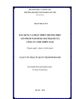 Luận văn Xây dựng và phát triển thương hiệu sản phẩm nam dược bài thạch của công ty cpdp thiên nam