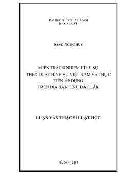 Miễn trách nhiệm hình sự theo luật hình sự Việt Nam và thực tiễn áp dụng trên địa bàn tỉnh Đắk Lắk