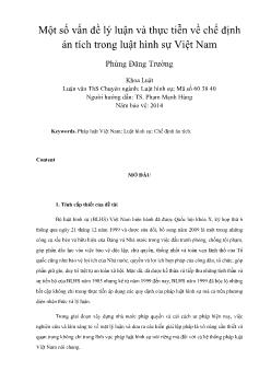 Một số vấn đề lý luận và thực tiễn về chế định án tích trong luật hình sự Việt Nam