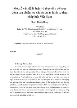 Môṭ số vấn đề lý luâṇ và thưc̣ tiêñ về hoaṭ đôṇ g sau phiên tòa xét xử vu ̣án hình sự theo pháp luật Việt Nam