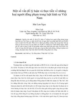 Một số vấn đề lý luận và thực tiễn về những loại người đồng phạm trong luật hình sự Việt Nam