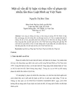 Một số vấn đề lý luận và thực tiễn về phạm tội nhiều lần theo Luật Hình sự Việt Nam