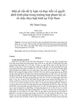 Một số vấn đề lý luận và thực tiễn về quyết định hình phạt trong trường hợp phạm tội có tổ chức theo luật hình sự Việt Nam