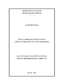 Nâng cao hiệu quả sử dụng tài sản công ty cổ phần đầu tư và xây dựng Hud10