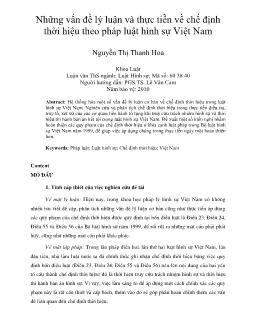 Những vấn đề lý luận và thực tiễn về chế định thời hiệu theo pháp luật hình sự Việt Nam