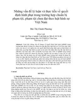 Những vấn đề lý luận và thực tiễn về quyết định hình phạt trong trường hợp chuẩn bị phạm tội, phạm tội chưa đạt theo luật hình sự Việt Nam