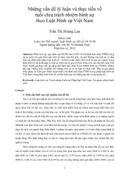 Những vấn đề lý luận và thực tiễn về tuổi chịu trách nhiệm hình sự theo Luật Hình sự Việt Nam