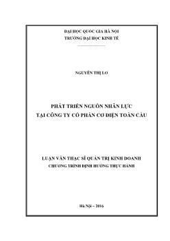 Phát triển nguồn nhân lực tại công ty cổ phần cơ điện toàn cầu