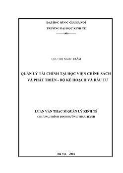 Quản lý tài chính tại học viện chính sách và phát triển - Bộ kế hoạch và đầu tư