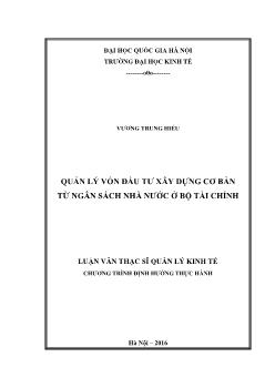 Quản lý vốn đầu tư xây dựng cơ bản từ ngân sách nhà nước ở bộ tài chính