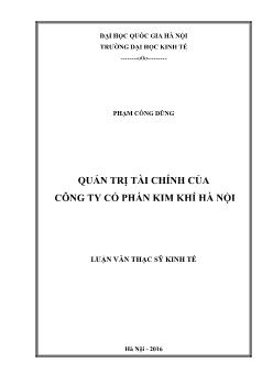 Quản trị tài chính của công ty cổ phần kim khí Hà Nội