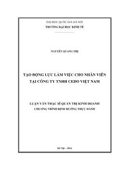 Tạo động lực làm việc cho nhân viên tại công ty TNHH cedo Việt Nam