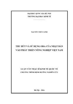 Thu hút và sử dụng oda của nhật bản vào phát triển nông nghiệp Việt Nam