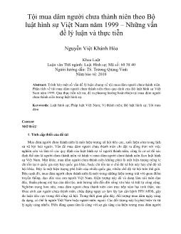 Tội mua dâm người chưa thành niên theo Bộ luật hình sự Việt Nam năm 1999 – Những vấn đề lý luận và thực tiễn