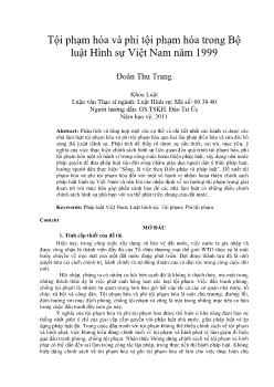 Tội phạm hóa và phi tội phạm hóa trong Bộ luật Hình sự Việt Nam năm 1999