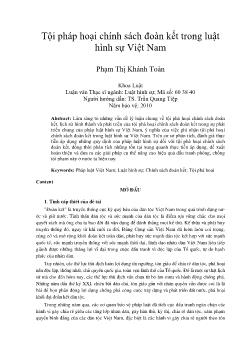 Tội pháp hoại chính sách đoàn kết trong luật hình sự Việt Nam