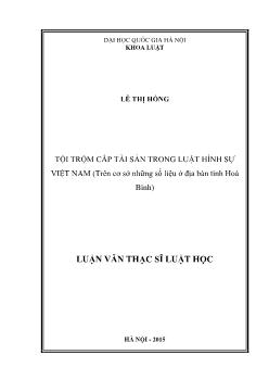 Tội trộm cắp tài sản trong luật hình sự Việt Nam (trên cơ sở những số liệu ở địa bàn tỉnh Hoà Bình)