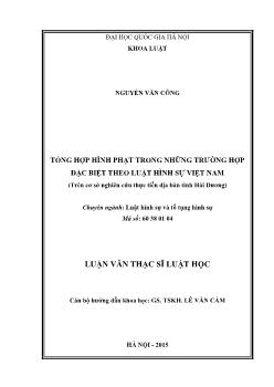 Tổng hợp hình phạt trong những trƣờng hợp đặc biệt theo luật hình sự Việt Nam (trên cơ sở nghiên cứu thực tiễn địa bàn tỉnh Hải Dương)