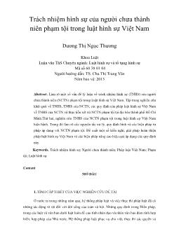 Trách nhiệm hình sự của ngƣời chƣa thành niên phạm tội trong luật hình sự Việt Nam